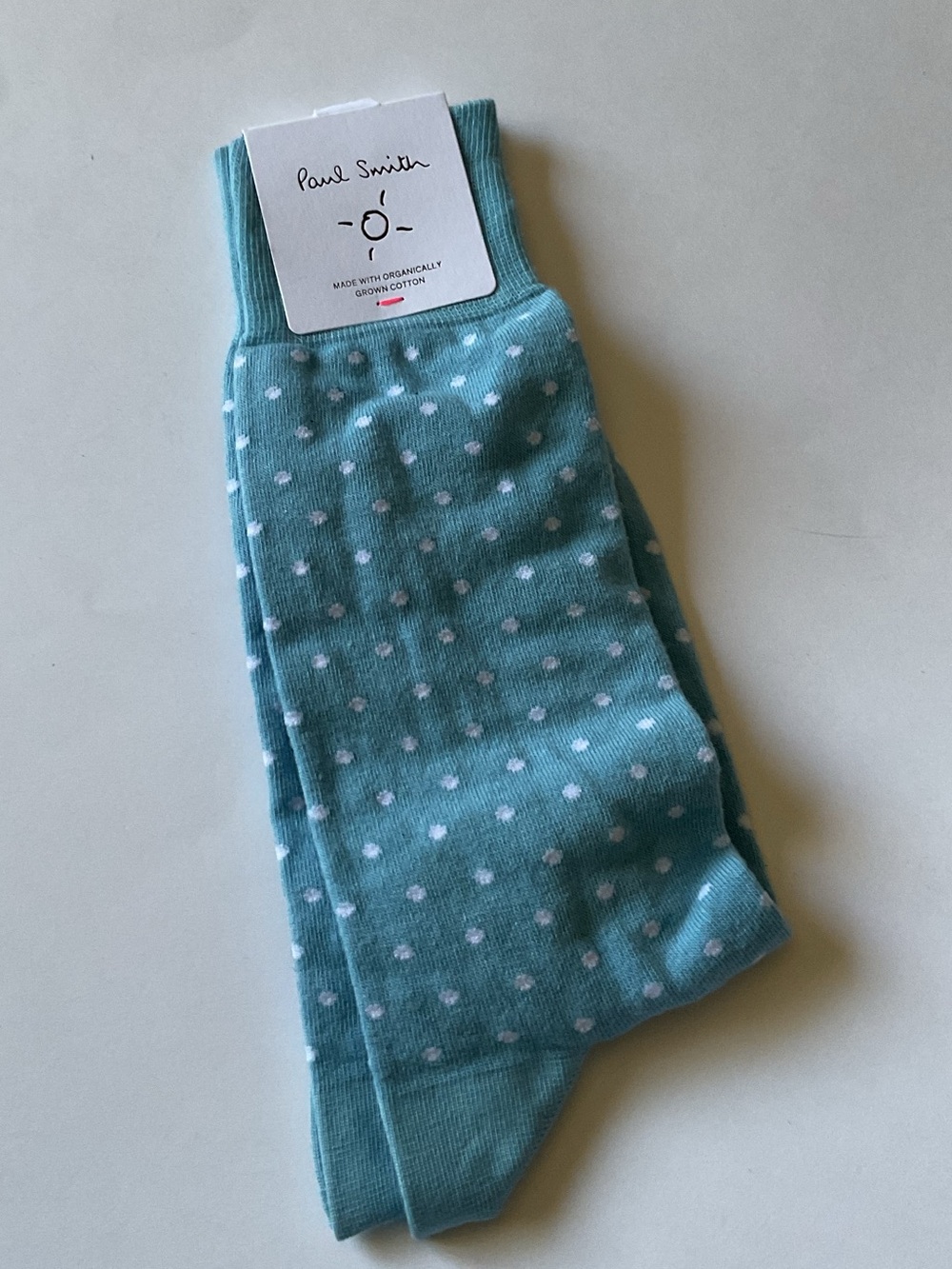 PAUL SMITH MENS JEREMY POLKA ORGANIC COTTON SOCKS TURQUOISE WHITE DOT OS NWT